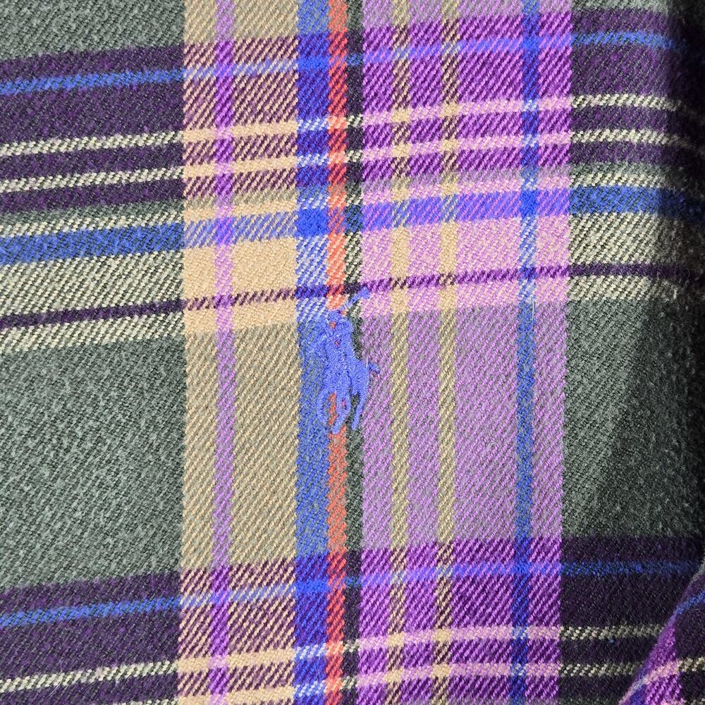 Ralph Lauren Shirt Mens XXL Green Plaid Button Up Flannel Cotton Classic Fit - Picture 8 of 12